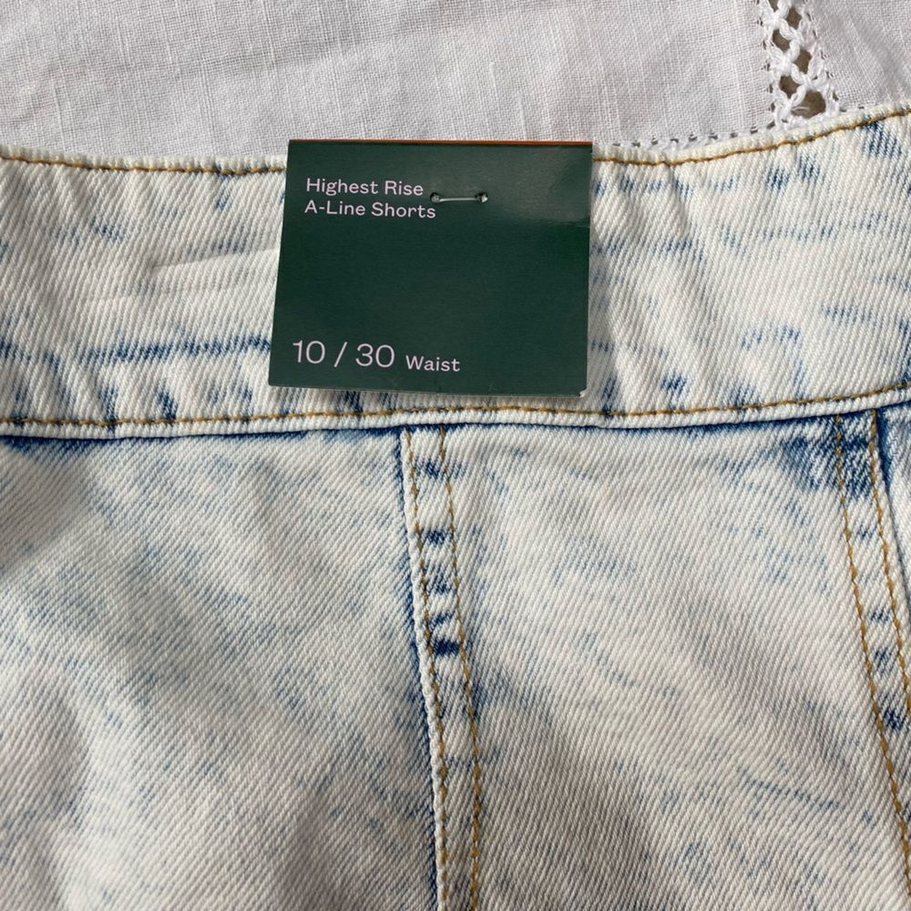 80s Style Acid Wash Button-fly High-rise Shorts - Picture 4 of 5
